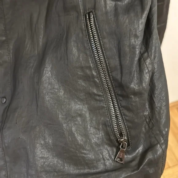 John Varvatos men biker leather zip up jacket size 48 (fits like small)
